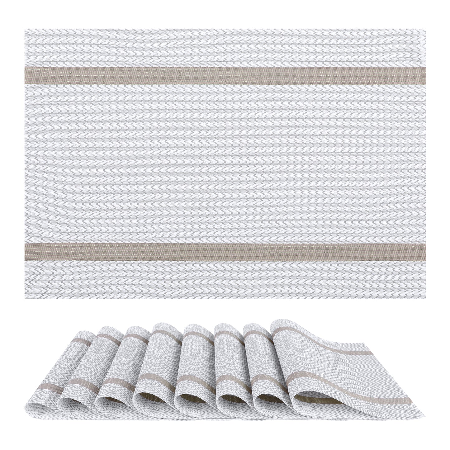 Placemats Set of 8 Vinyl for Kitchen Dining Table Decor Washable Heat Resistant 18*12in