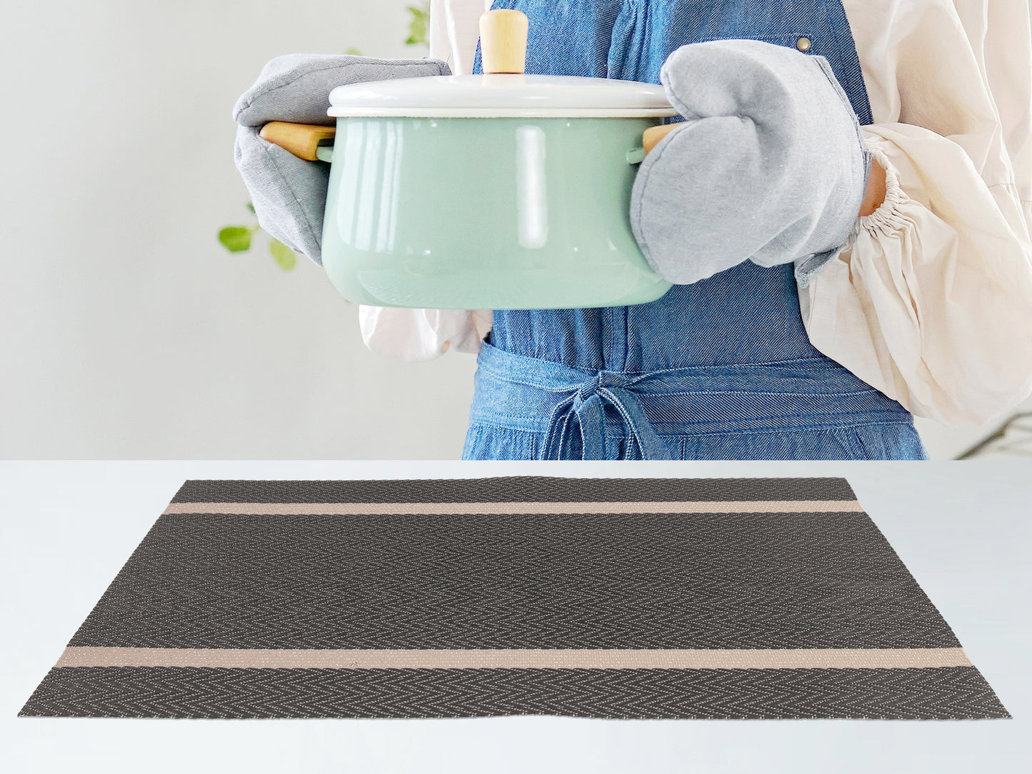 Placemats Set of 8 Vinyl for Kitchen Dining Table Decor Washable Heat Resistant 18*12in