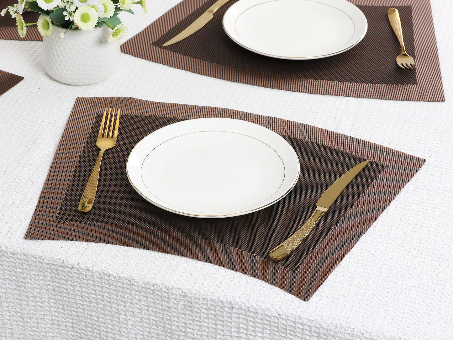 Placemats Set of 8,PVC for Kitchen Dining Table Decor Washable Heat Resistant 18*13in