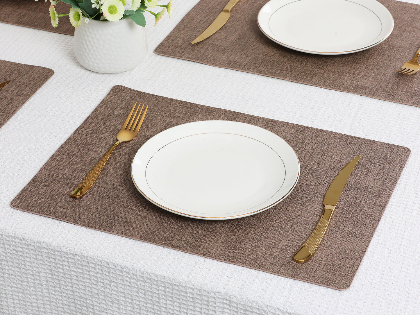 Juego de 6 manteles individuales de piel sintética para decoración de mesa de cocina y comedor, 43 x 30 cm