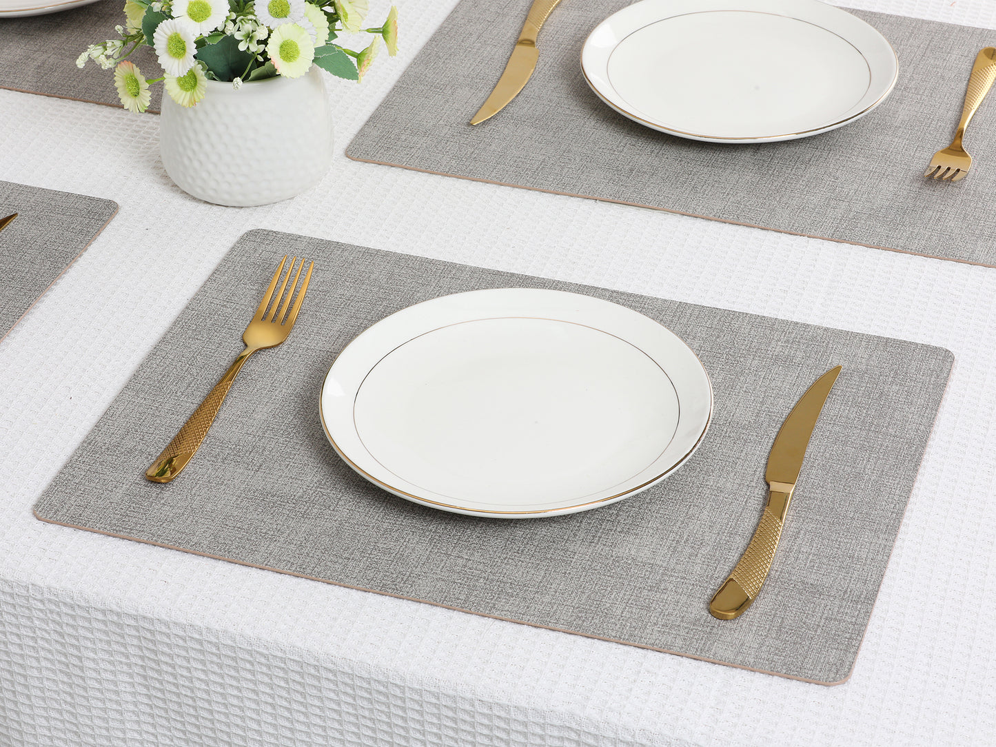 Set of 6 Faux Leather Placemats for Kitchen Dining Table Decor 17*12in