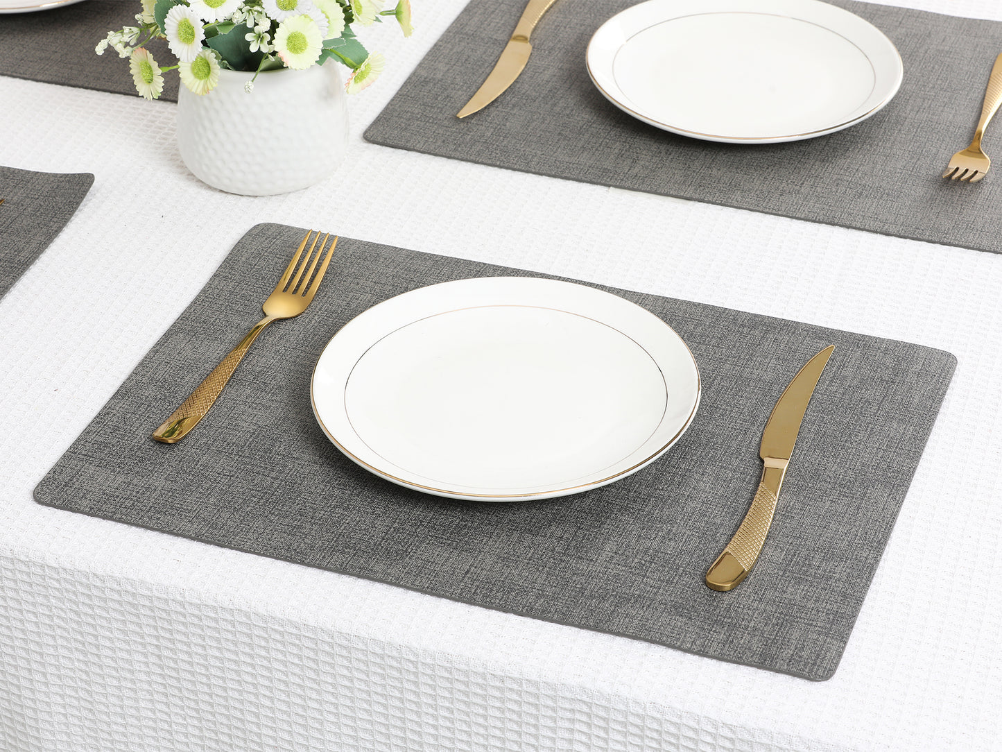 Set of 6 Faux Leather Placemats for Kitchen Dining Table Decor 17*12in