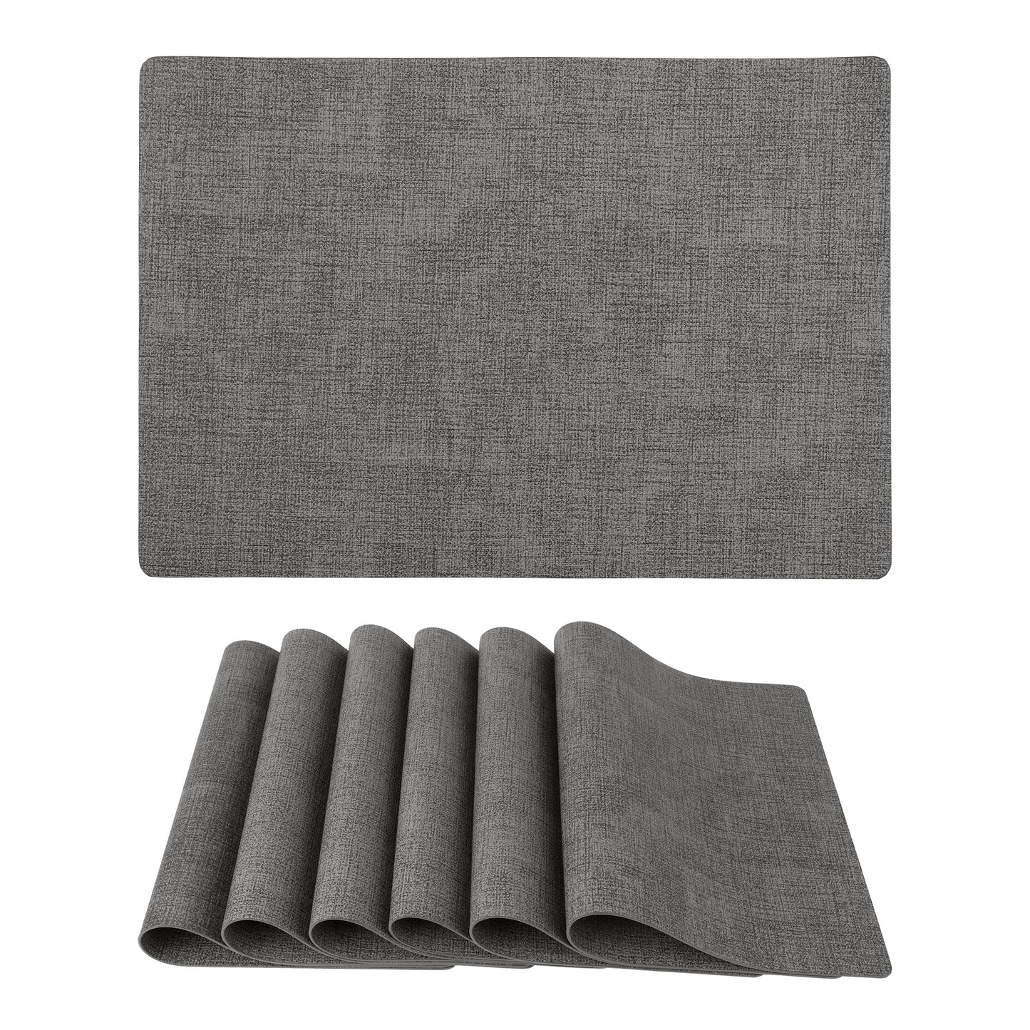 Set of 6 Faux Leather Placemats for Kitchen Dining Table Decor 17*12in