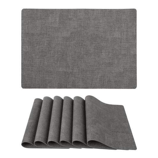 Set of 6 Faux Leather Placemats for Kitchen Dining Table Decor 17*12in
