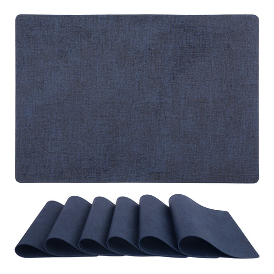 Set of 6 Faux Leather Placemats for Kitchen Dining Table Decor 17*12in