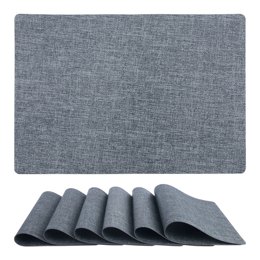 Set of 6 Faux Leather Placemats for Kitchen Dining Table Decor 17*12in