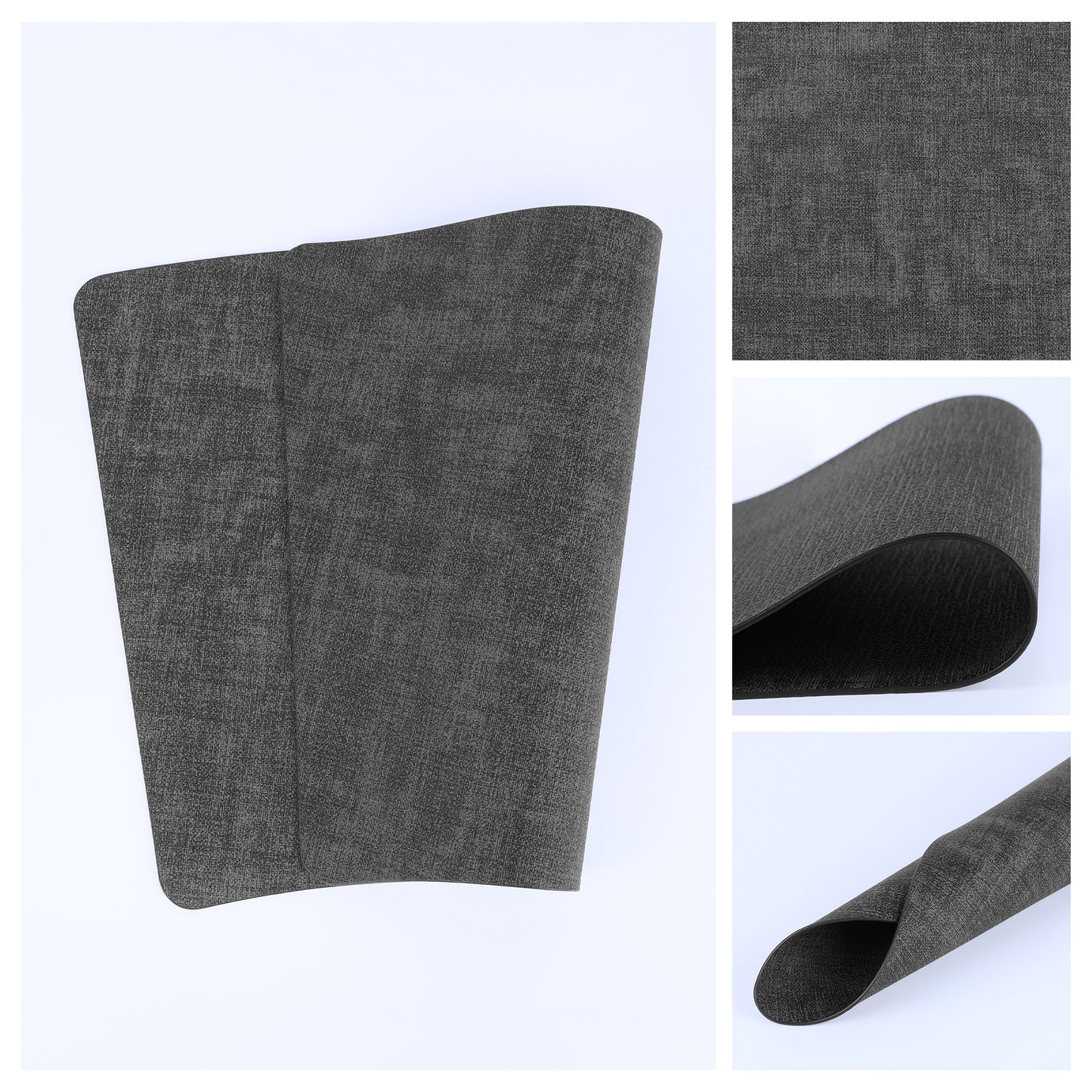 Set of 6 Faux Leather Placemats for Kitchen Dining Table Decor, Washable Heat Resistant 19*12in