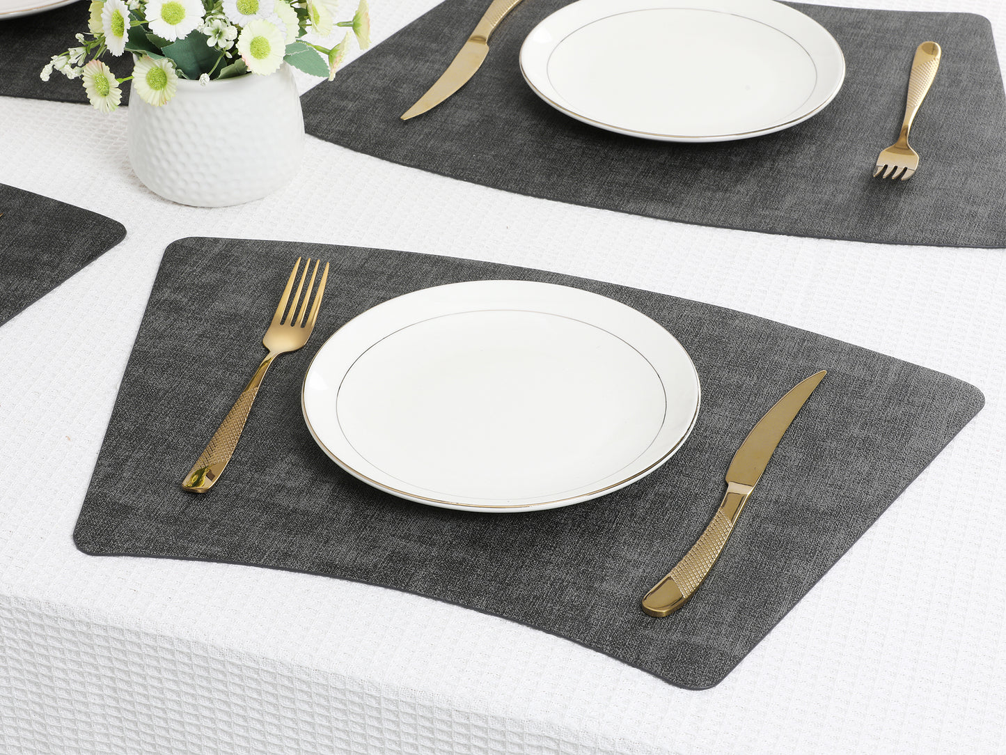 Set of 6 Faux Leather Placemats for Kitchen Dining Table Decor, Washable Heat Resistant 19*12in