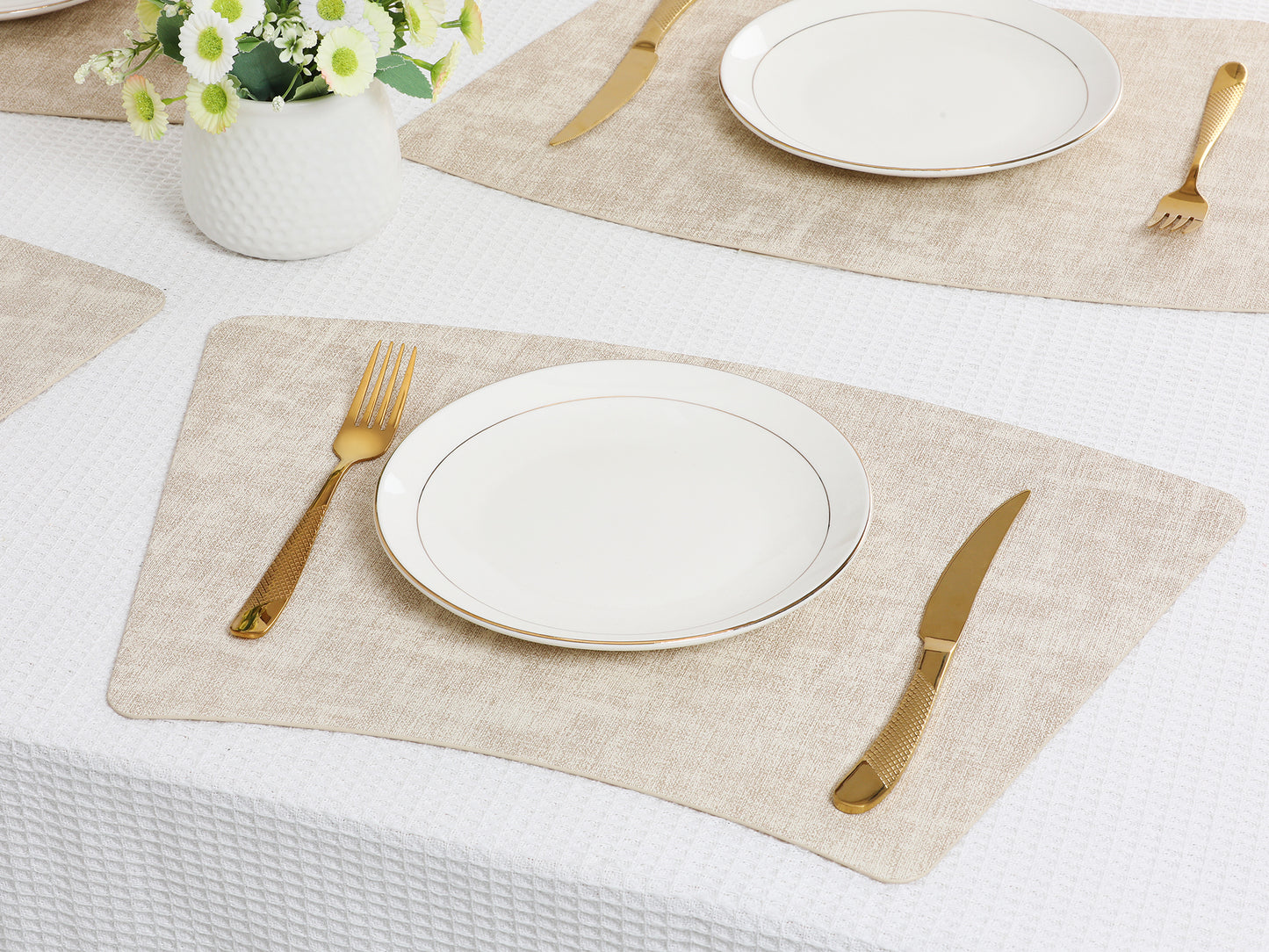 Set of 6 Faux Leather Placemats for Kitchen Dining Table Decor, Washable Heat Resistant 19*12in