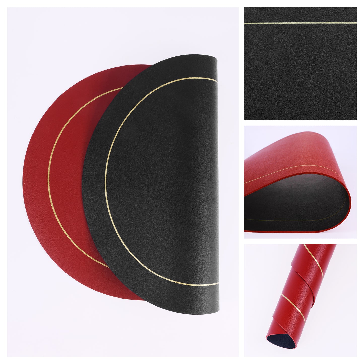 Set of 6 Faux Leather Placemats for Kitchen Dining Table Decor, Washable Heat Resistant 18*12in