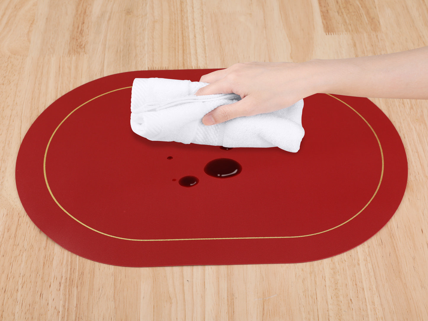 Set of 6 Faux Leather Placemats for Kitchen Dining Table Decor, Washable Heat Resistant 18*12in