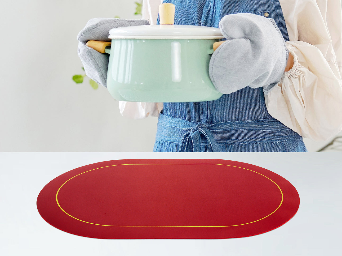 Set of 6 Faux Leather Placemats for Kitchen Dining Table Decor, Washable Heat Resistant 18*12in