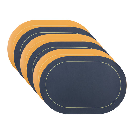 Set of 6 Faux Leather Placemats for Kitchen Dining Table Decor, Washable Heat Resistant 18*12in