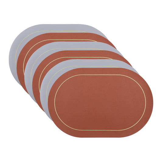 Set of 6 Faux Leather Placemats for Kitchen Dining Table Decor, Washable Heat Resistant 18*12in
