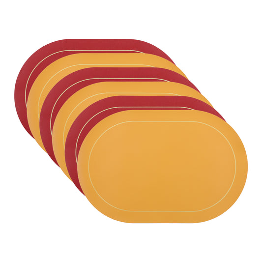 Juego de 6 manteles individuales de piel sintética para decoración de mesa de cocina, lavables y resistentes al calor, 45,7 x 30,5 cm