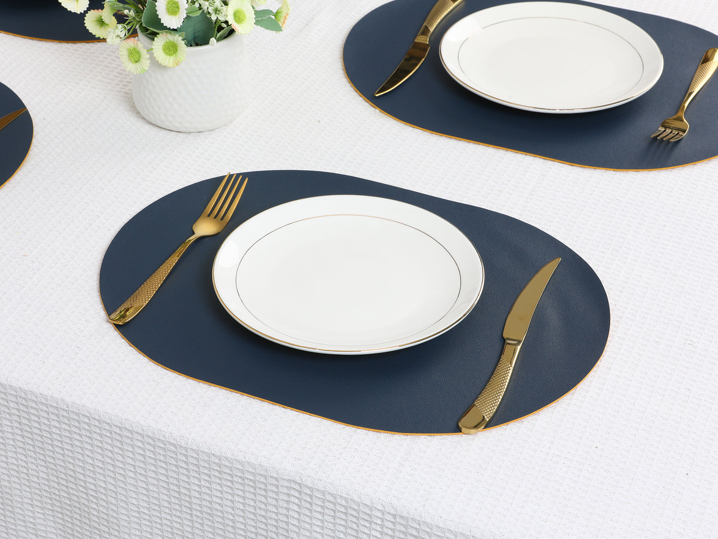 Placemats Set of 6 Leather for Kitchen Dining Table Decor Wipeable 16*12in