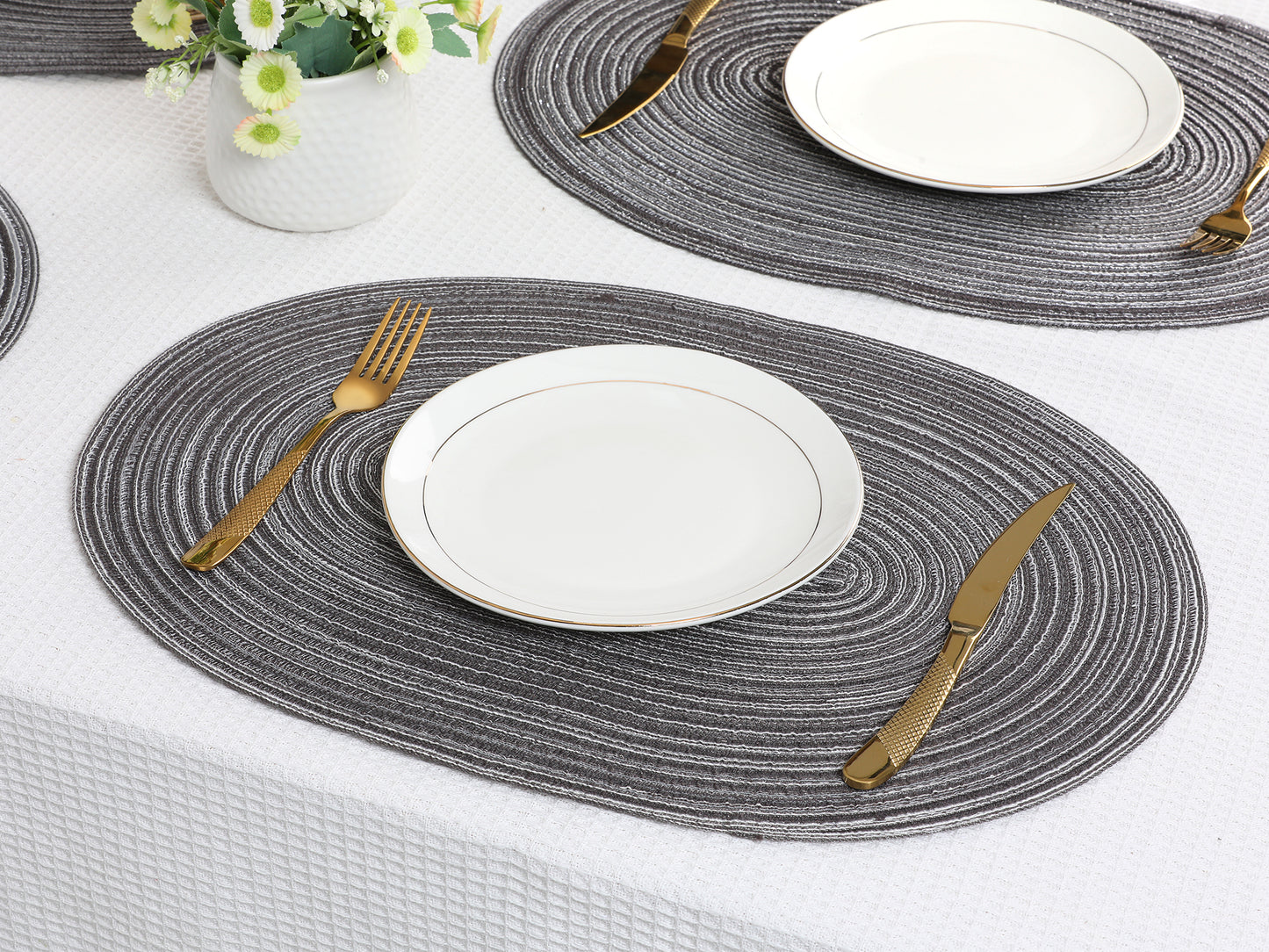 Farmhouse Placemats Set of 6 Oval for Indoor Outdoor Kitchen Wipe Clean 19.7*14in