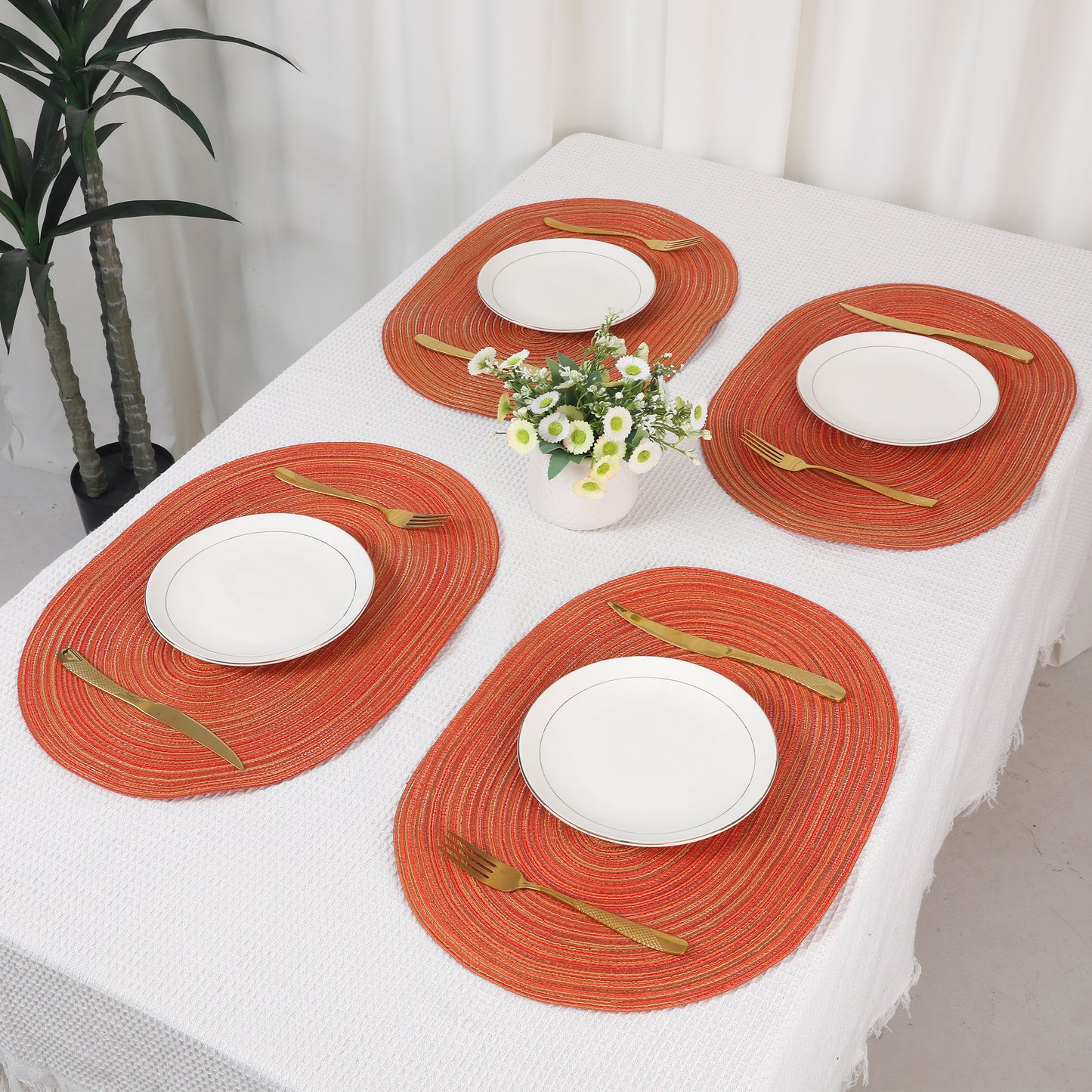 Farmhouse Placemats Set of 6 Oval for Indoor Outdoor Kitchen Wipe Clean 19.7*14in