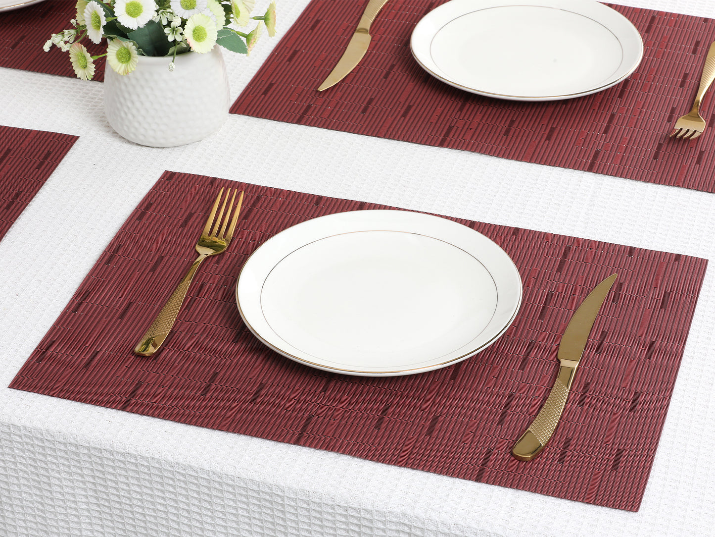 Placemats Set of 6 PVC for Kitchen Dining Table Decor Washable Wipeable 18*12in