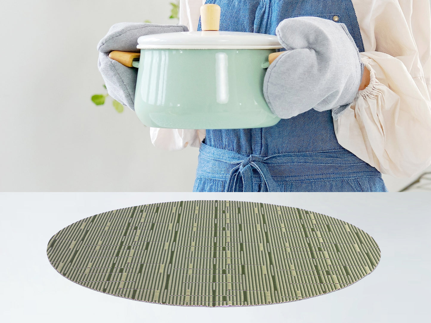 Placemats Set of 6 PVC Oval for Kitchen Dining Table Decor Wipeable 18*12.5in