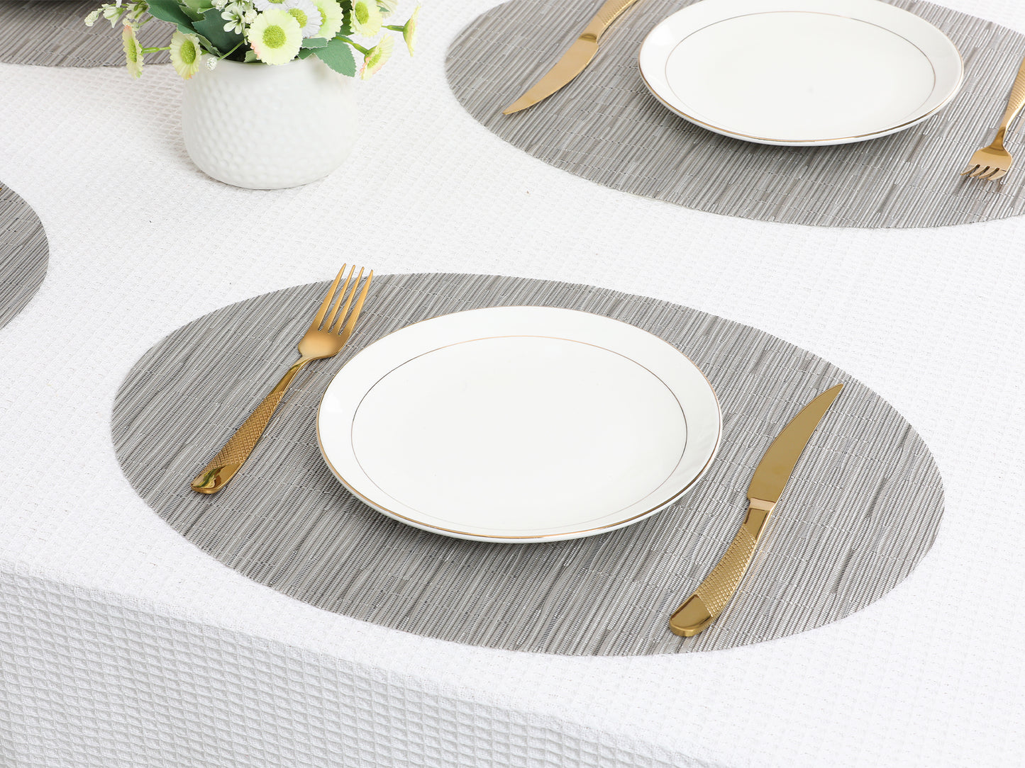 Placemats Set of 6 PVC Oval for Kitchen Dining Table Decor Wipeable 18*12.5in