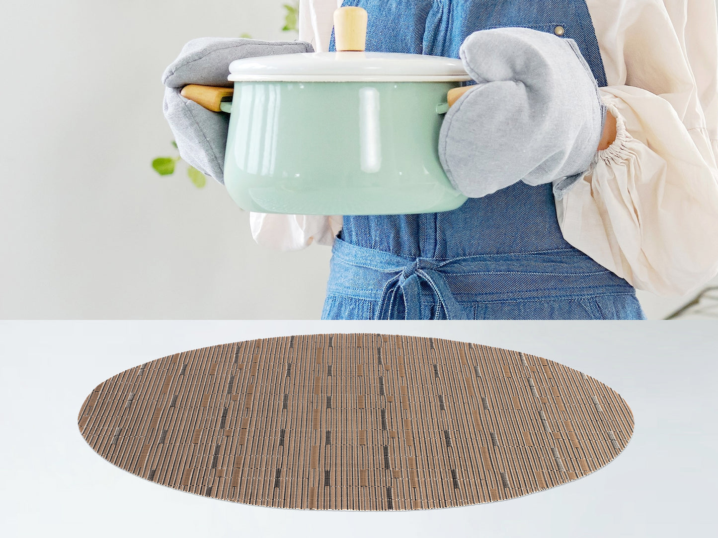 Placemats Set of 6 PVC Oval for Kitchen Dining Table Decor Wipeable 18*12.5in
