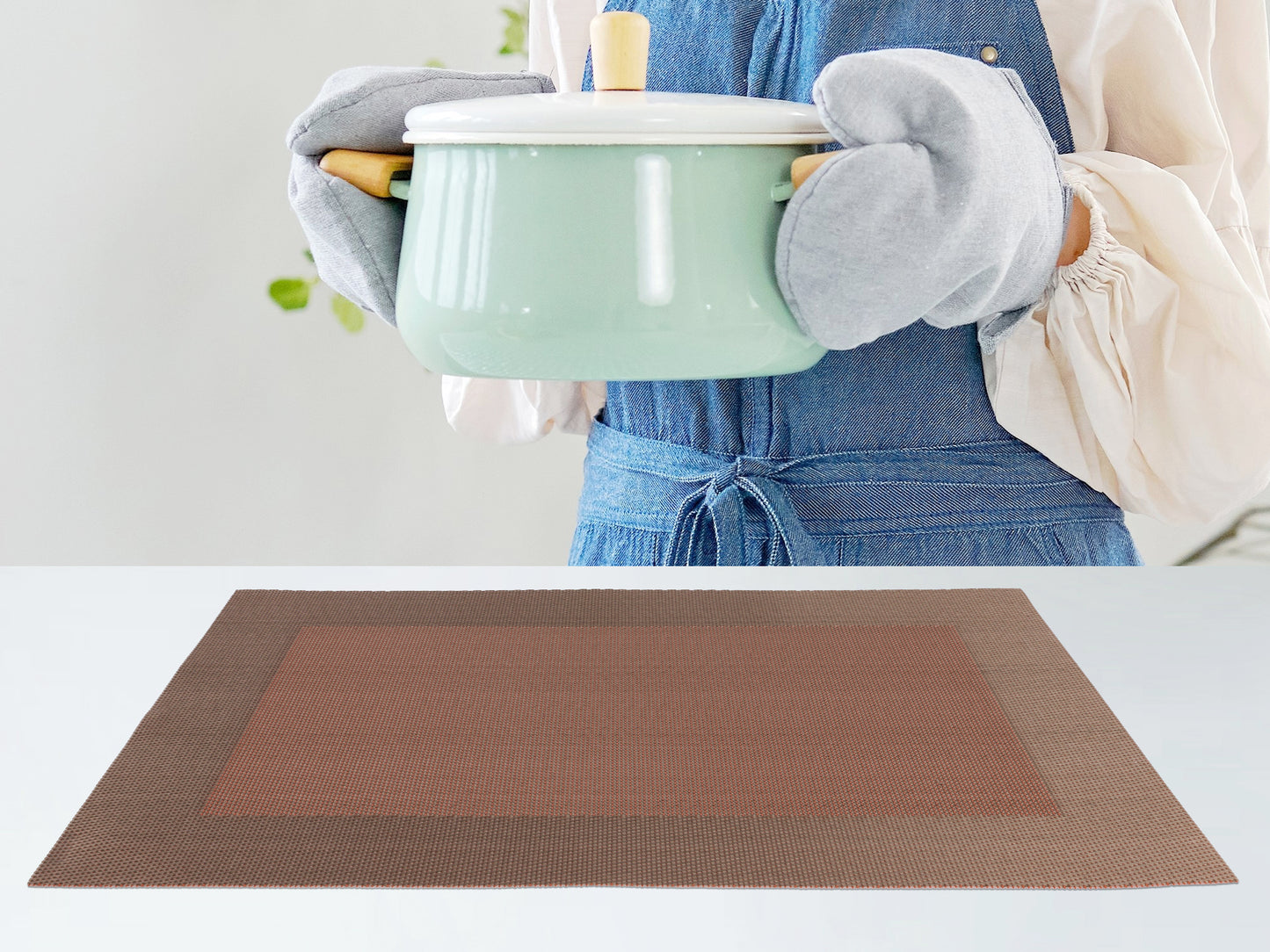 Juego de 8 manteles individuales de PVC para decoración de mesa de cocina y comedor, lavables y resistentes al calor, 45,7 x 30,5 cm