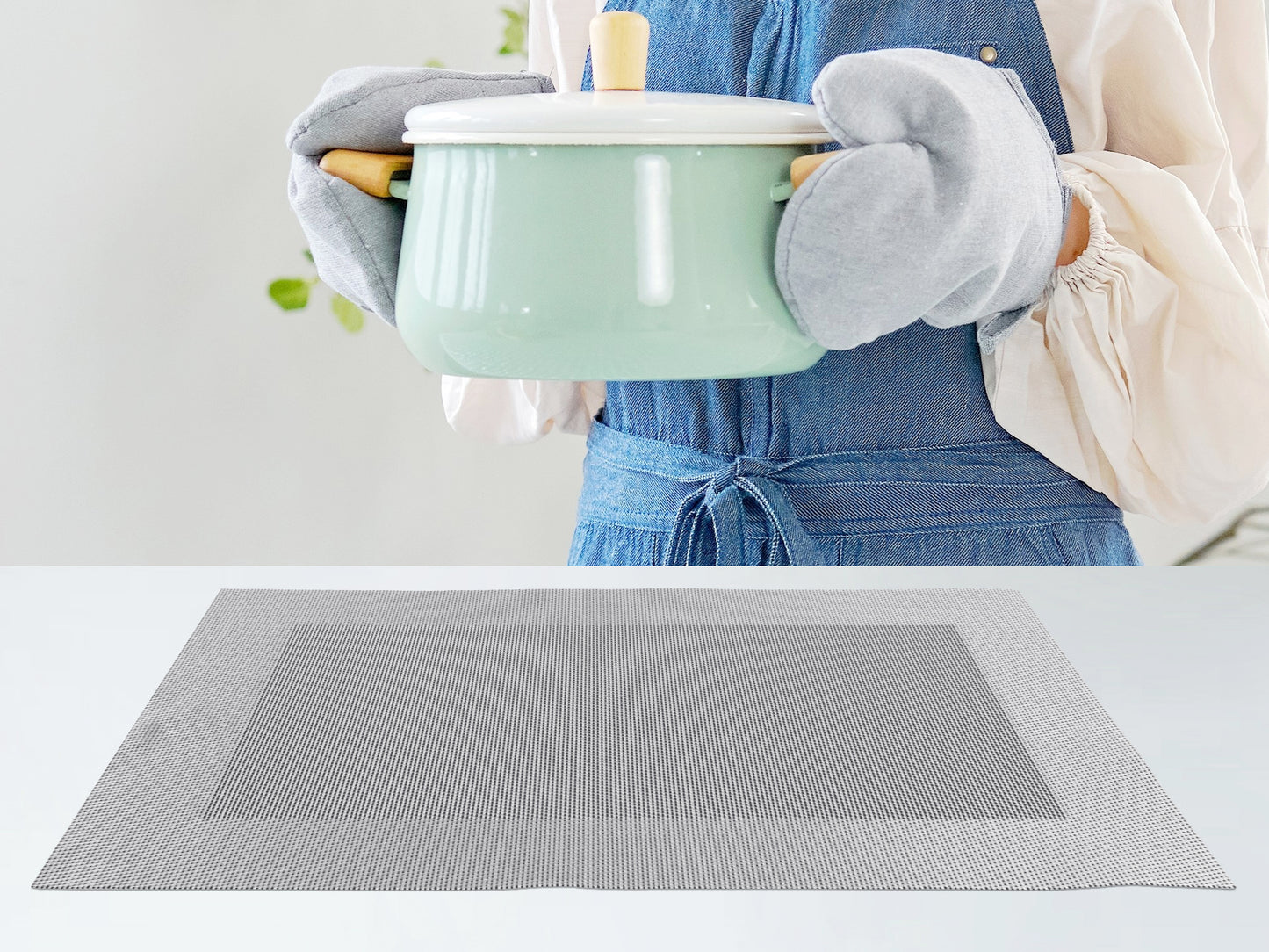 Placemats Set of 8 PVC for Kitchen Dining Table Decor Washable Heat Resistant 18*12in