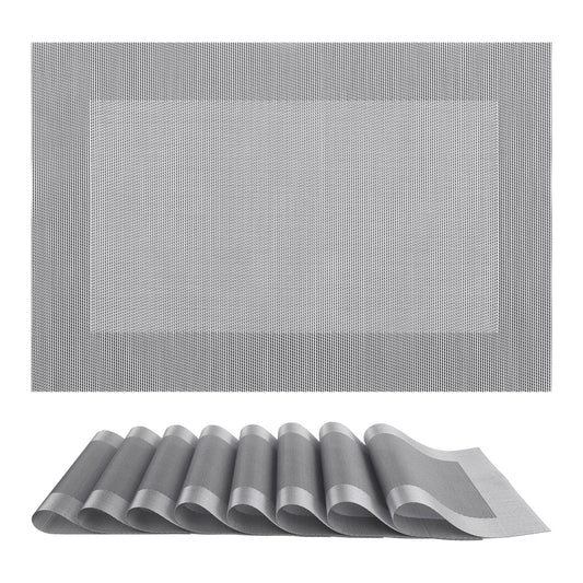 Placemats Set of 8 PVC for Kitchen Dining Table Decor Washable Heat Resistant 18*12in