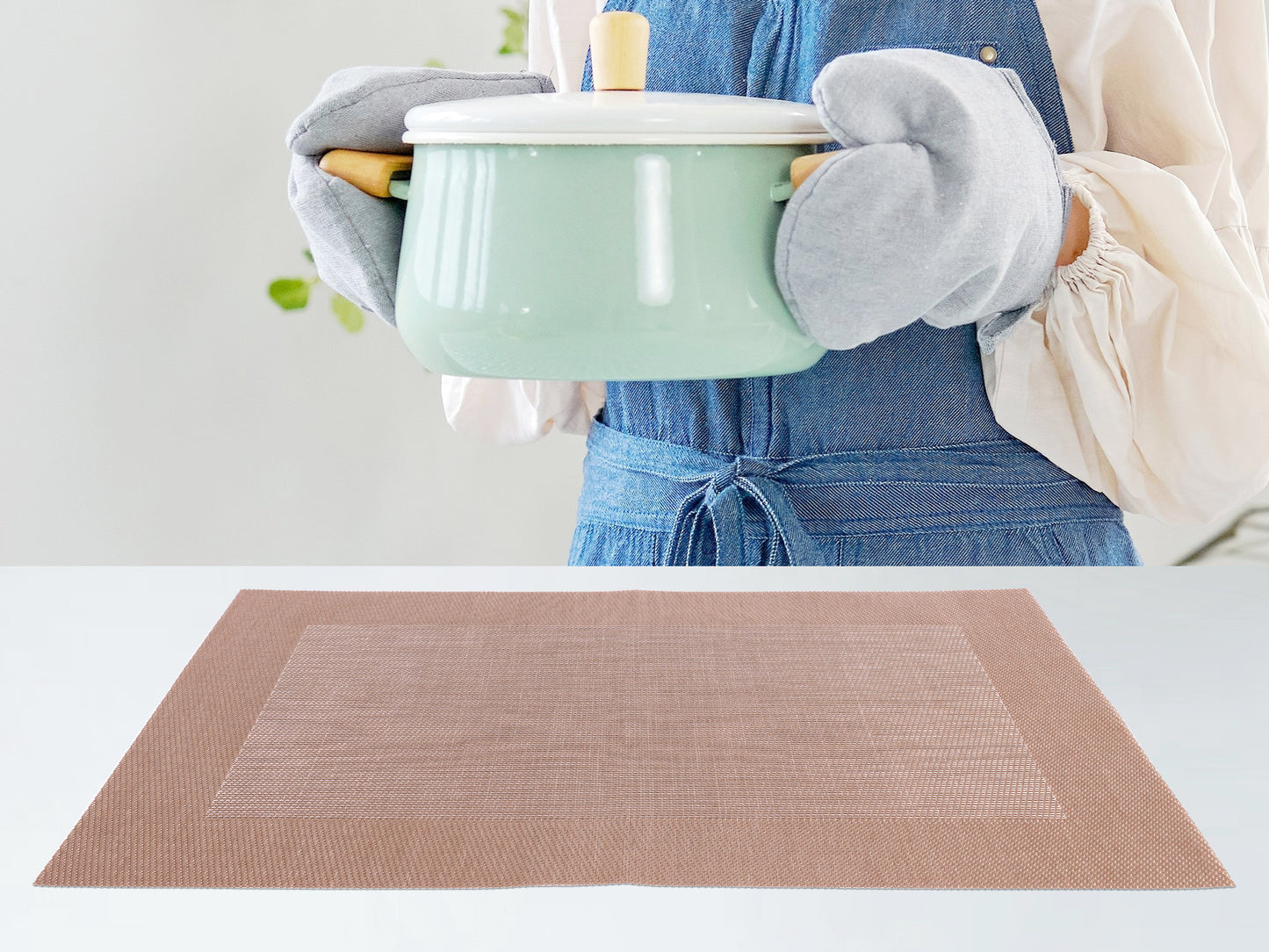 Placemats Set of 8 PVC for Kitchen Dining Table Decor Washable Heat Resistant 18*12in