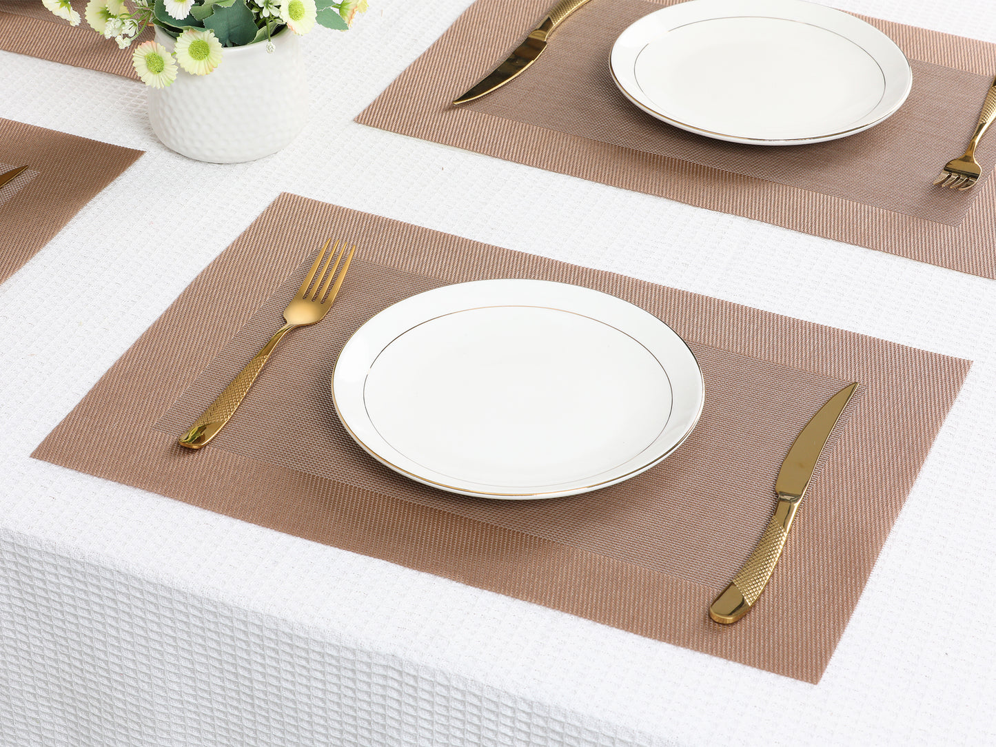 Placemats Set of 8 PVC for Kitchen Dining Table Decor Washable Heat Resistant 18*12in