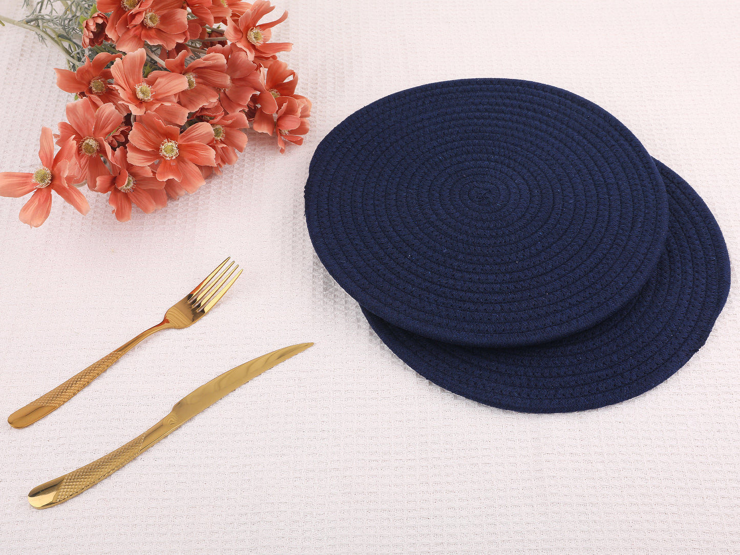Farmhouse Placemats Set of 4 Cotton Rope Round for Dining Table Decor 12*12in