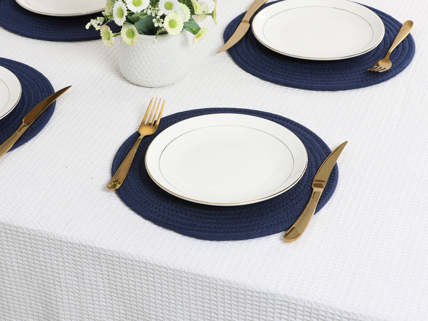 Farmhouse Placemats Set of 4 Cotton Rope Round for Dining Table Decor 12*12in