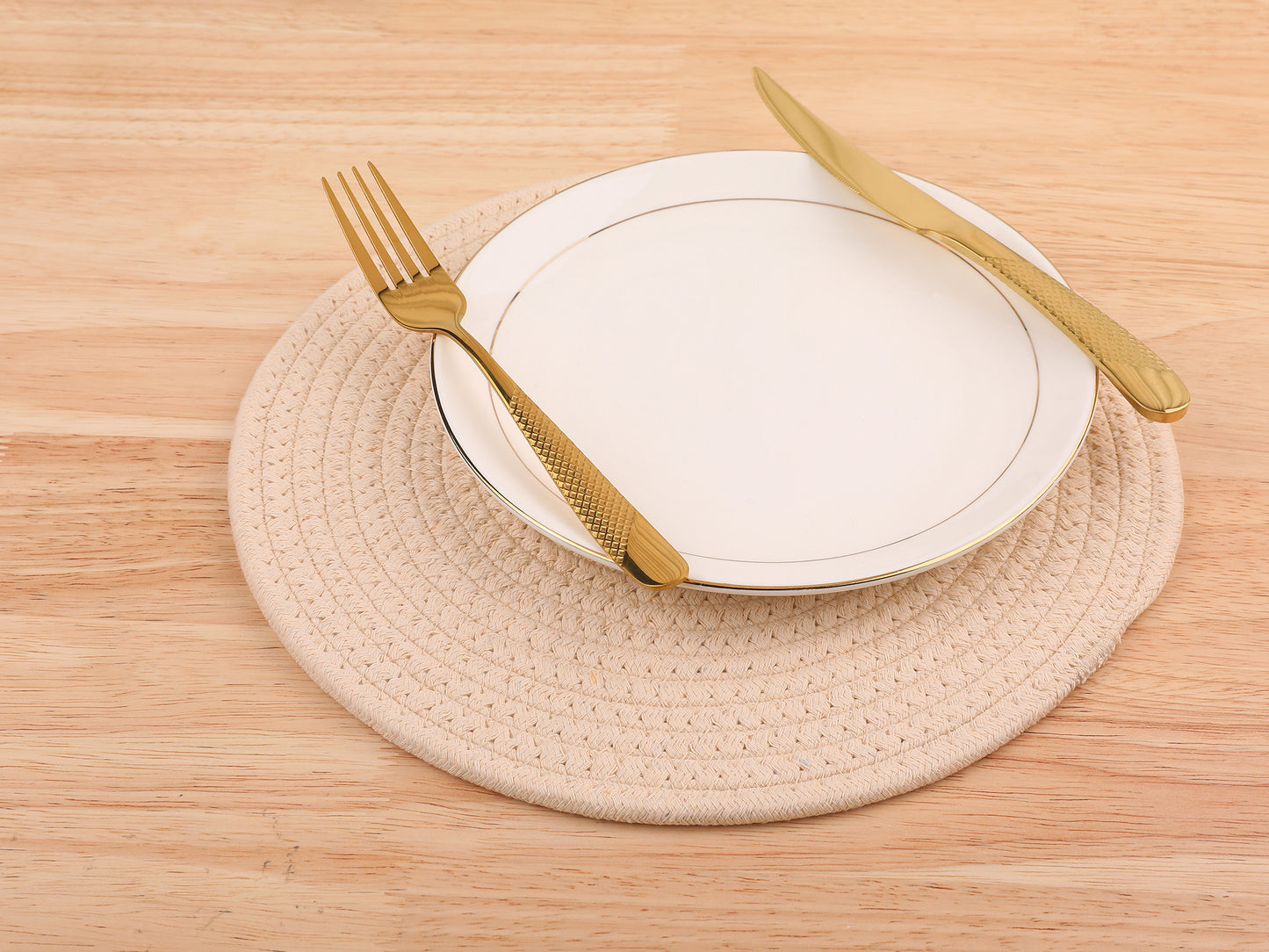 Farmhouse Placemats Set of 4 Cotton Rope Round for Dining Table Decor 12*12in
