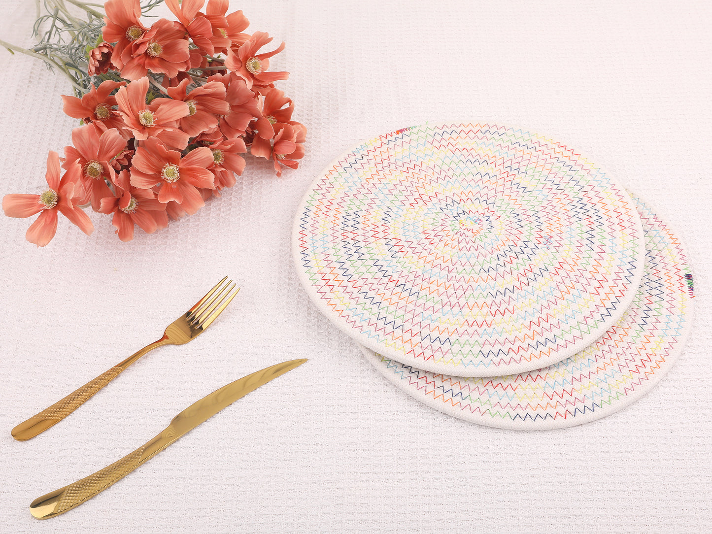 Farmhouse Placemats Set of 4 Cotton Rope Round for Dining Table Decor 12*12in