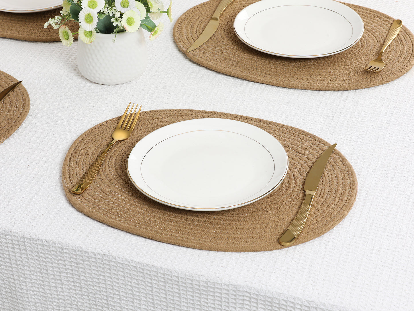 Farmhouse Placemats Set of 4 Cotton Rope for Dining Table Decor Wipe Clean 15.5*12in