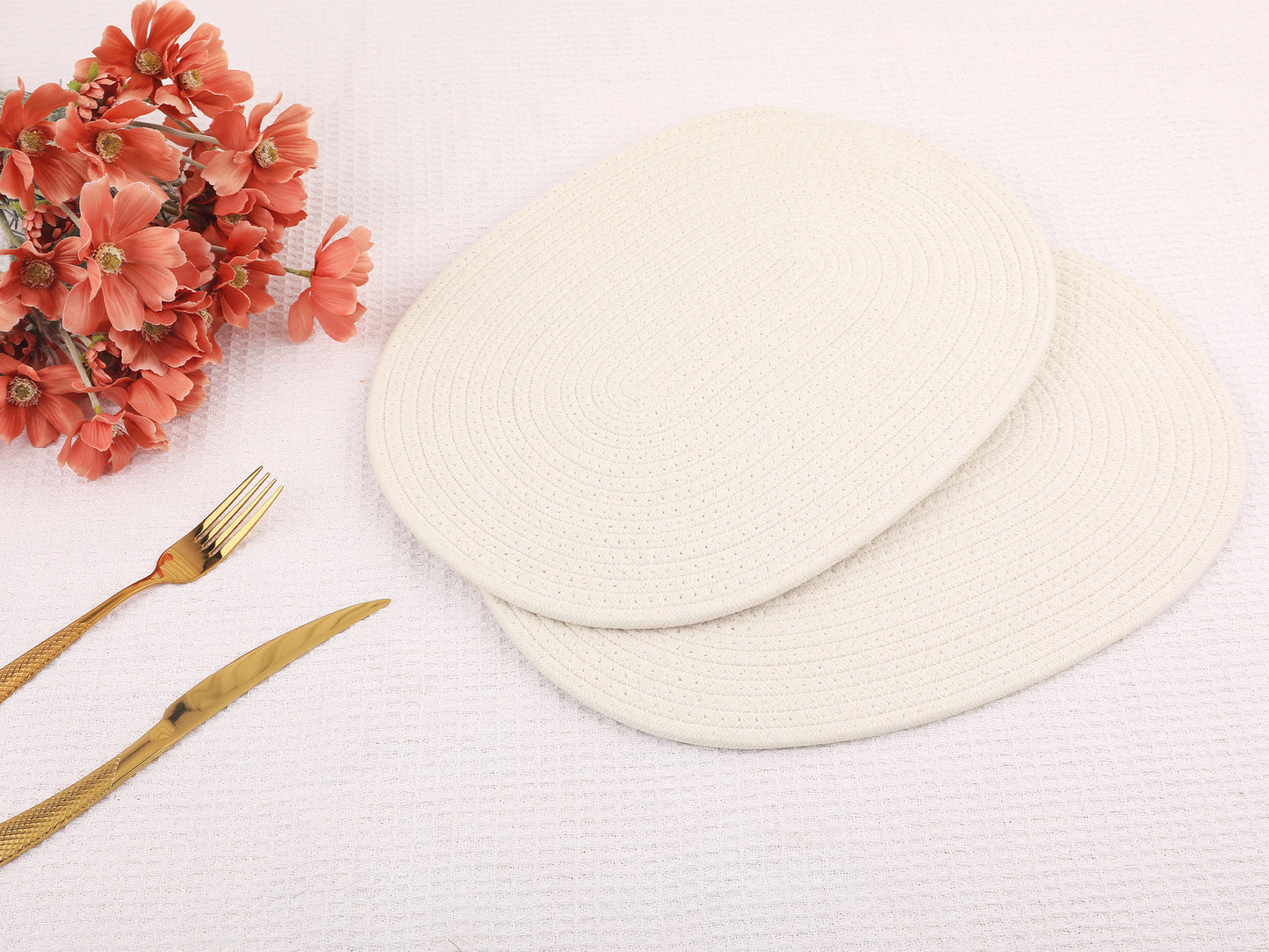 Farmhouse Placemats Set of 4 Cotton Rope for Dining Table Decor Wipe Clean 15.5*12in