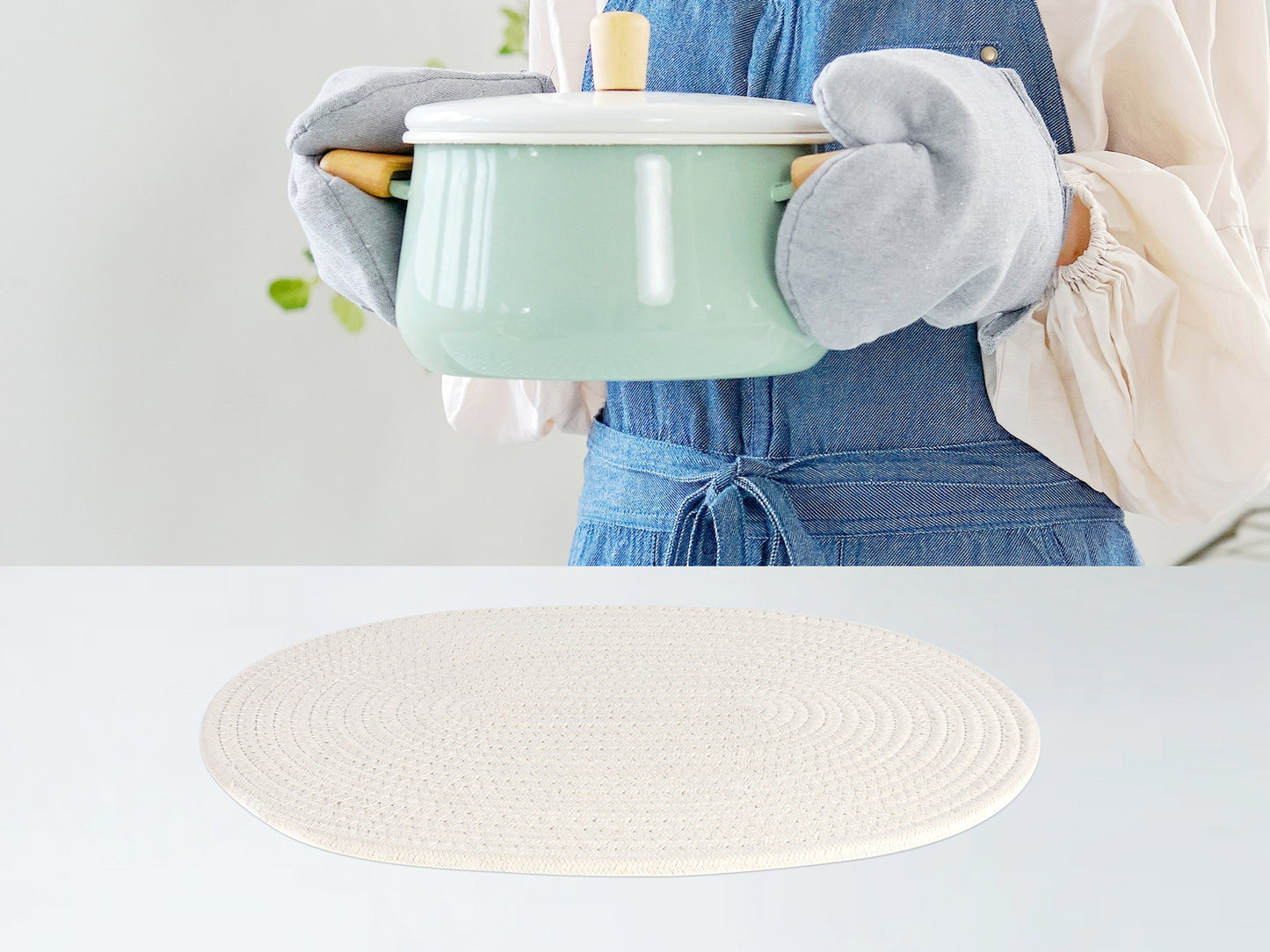 Farmhouse Placemats Set of 4 Cotton Rope for Dining Table Decor Wipe Clean 15.5*12in