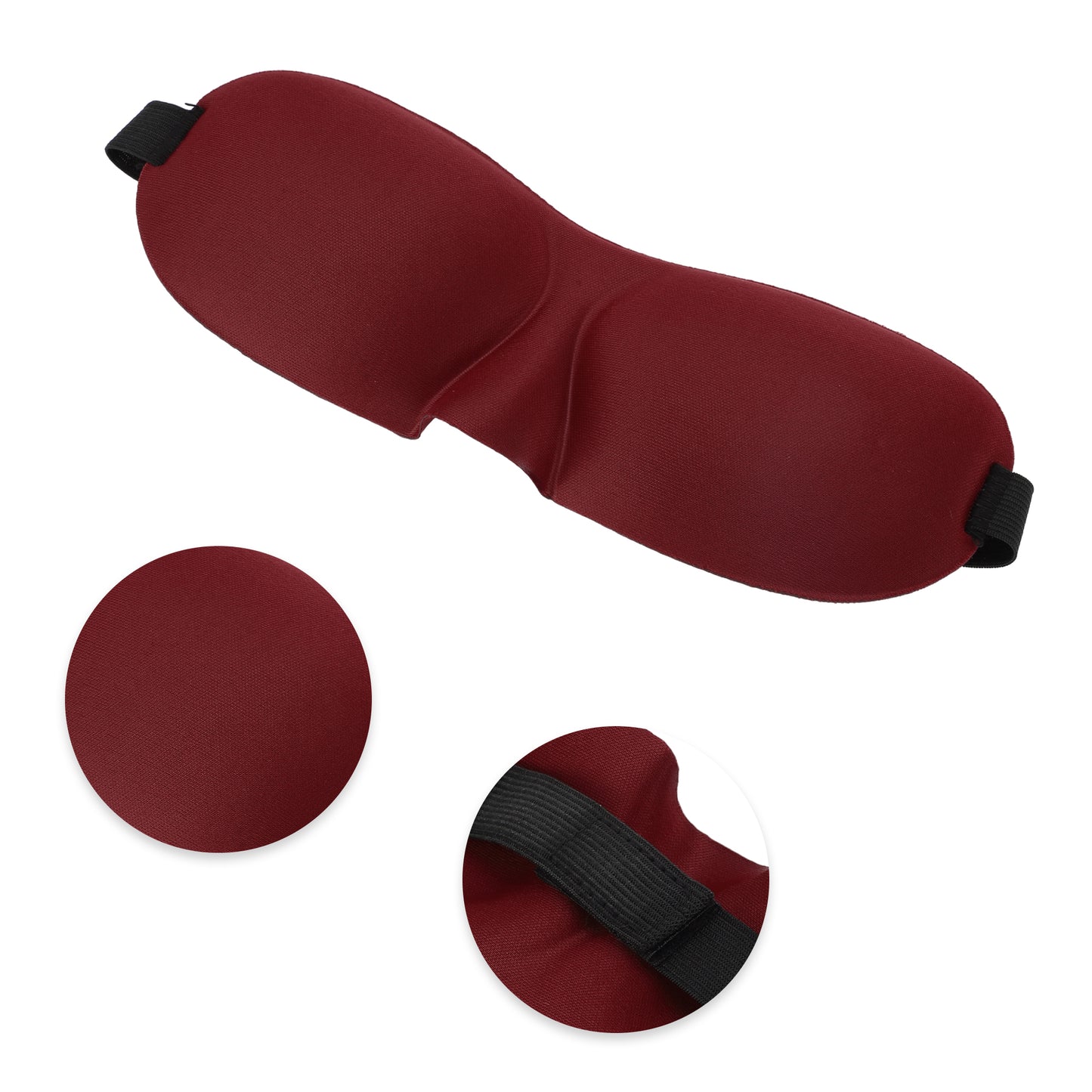 Breathable Elastic Band 3D Sleep Mask for Travel Rest Wine Red