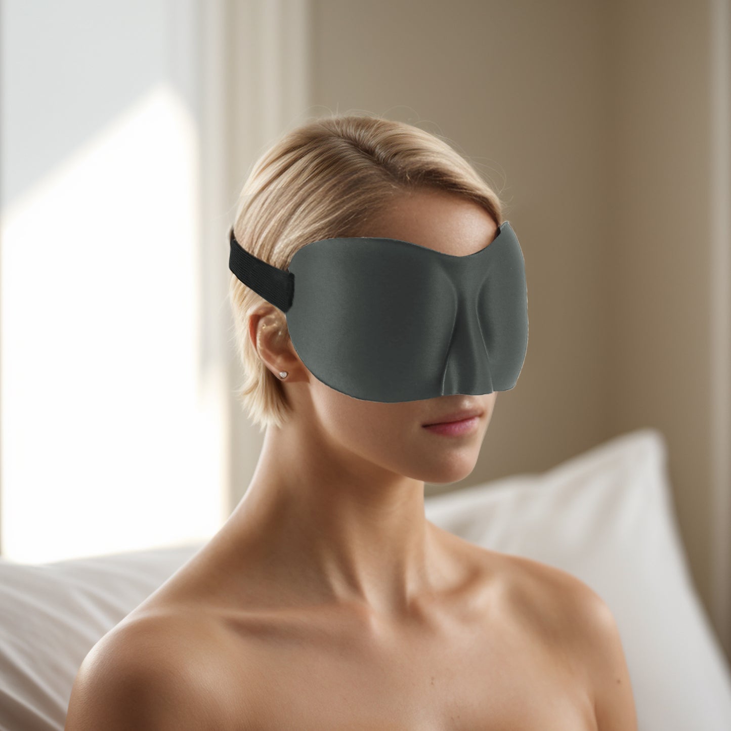 Breathable Elastic Band 3D Sleep Mask for Travel Rest Gray