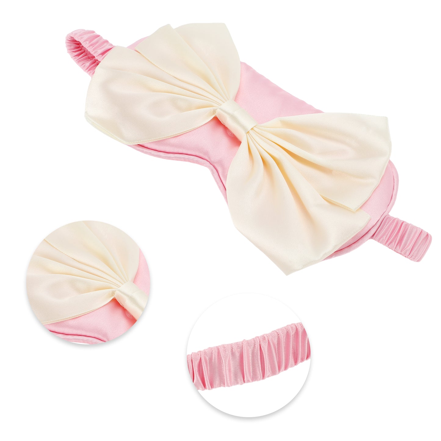 Soft Cute Bow Sleep Mask Elastic Eye Shade Cover for Travel Pink