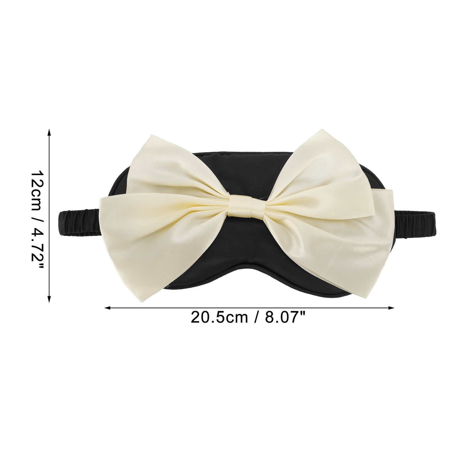 Soft Cute Bow Sleep Mask Elastic Eye Shade Cover for Travel Black, Beige