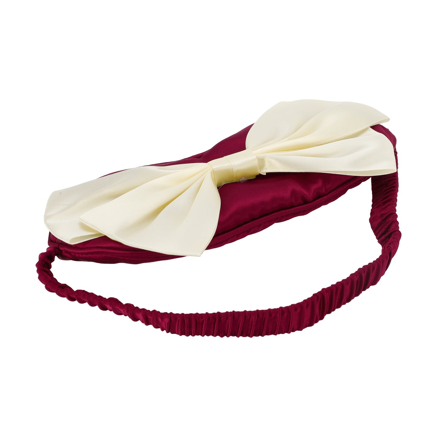 Soft Cute Bow Sleep Mask Elastic Eye Shade Cover for Travel Wine Red