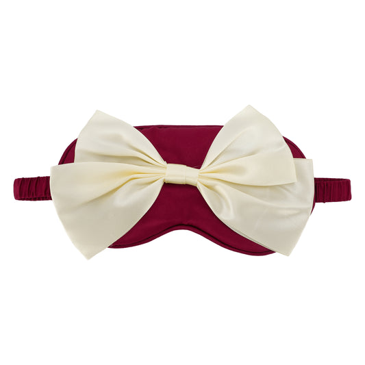 Soft Cute Bow Sleep Mask Elastic Eye Shade Cover for Travel Wine Red