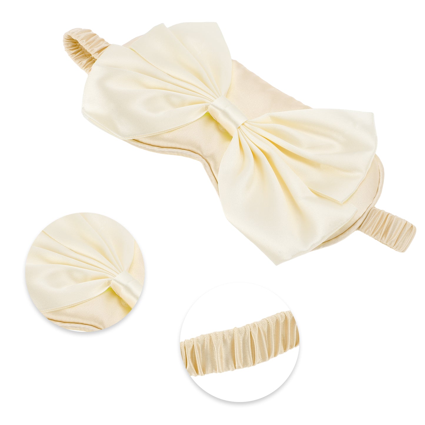 Soft Cute Bow Sleep Mask Elastic Eye Shade Cover for Travel Apricot