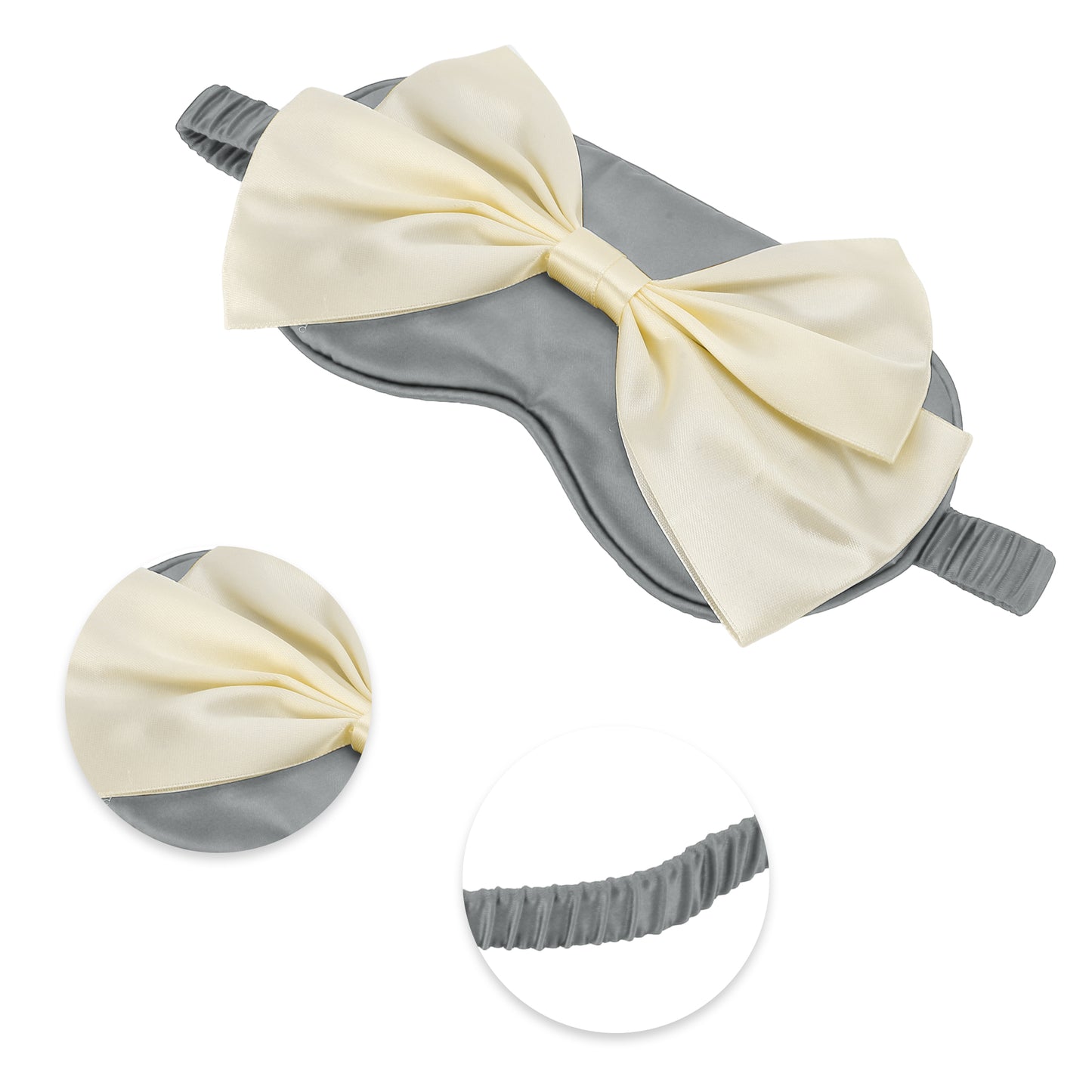 Soft Cute Bow Sleep Mask Elastic Eye Shade Cover for Travel Gray