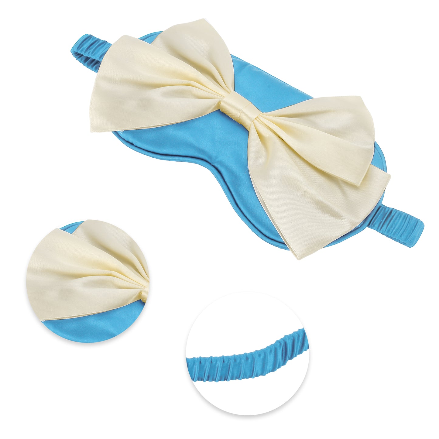Soft Cute Bow Sleep Mask Elastic Eye Shade Cover for Travel Sky Blue