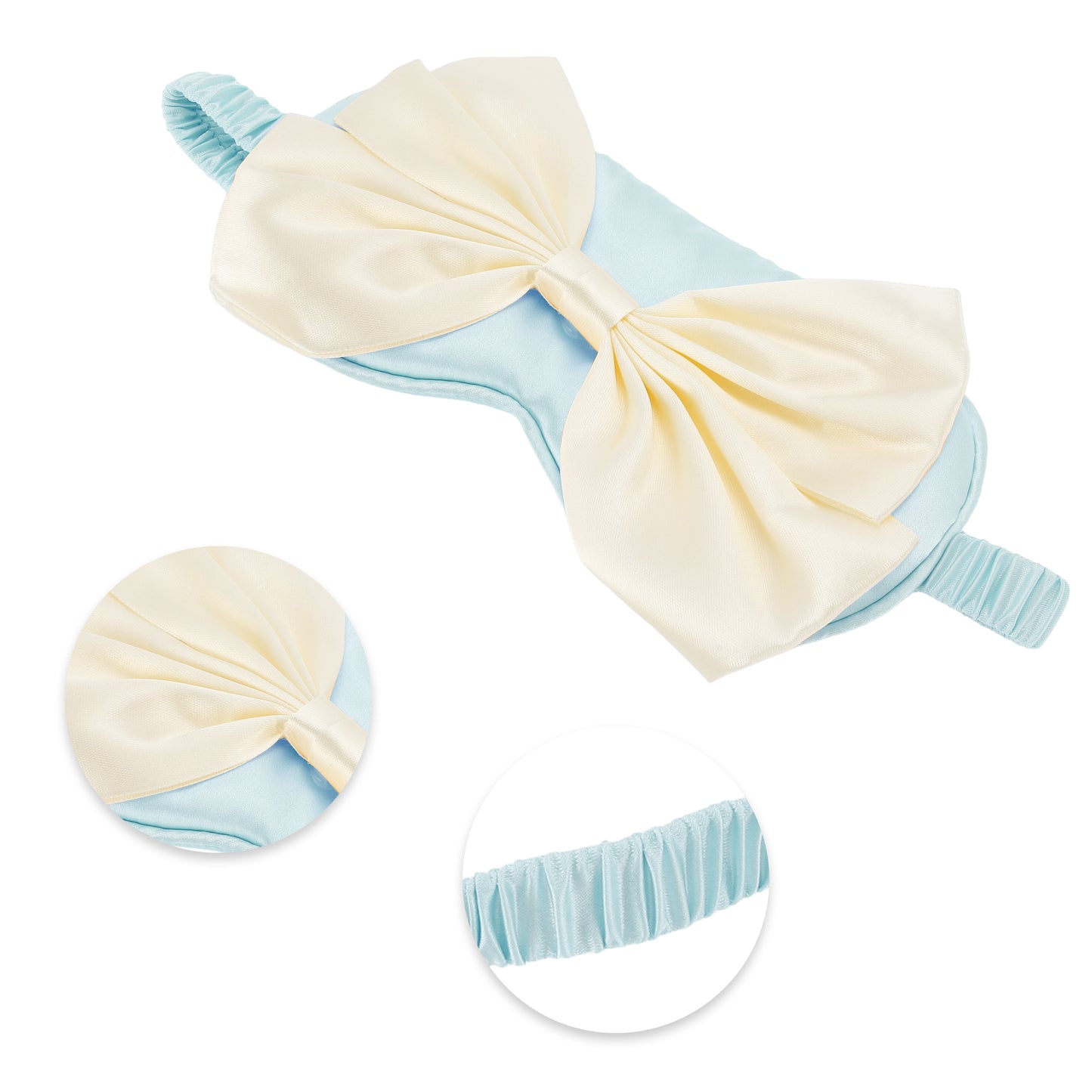 Soft Cute Bow Sleep Mask Elastic Eye Shade Cover for Travel Blue