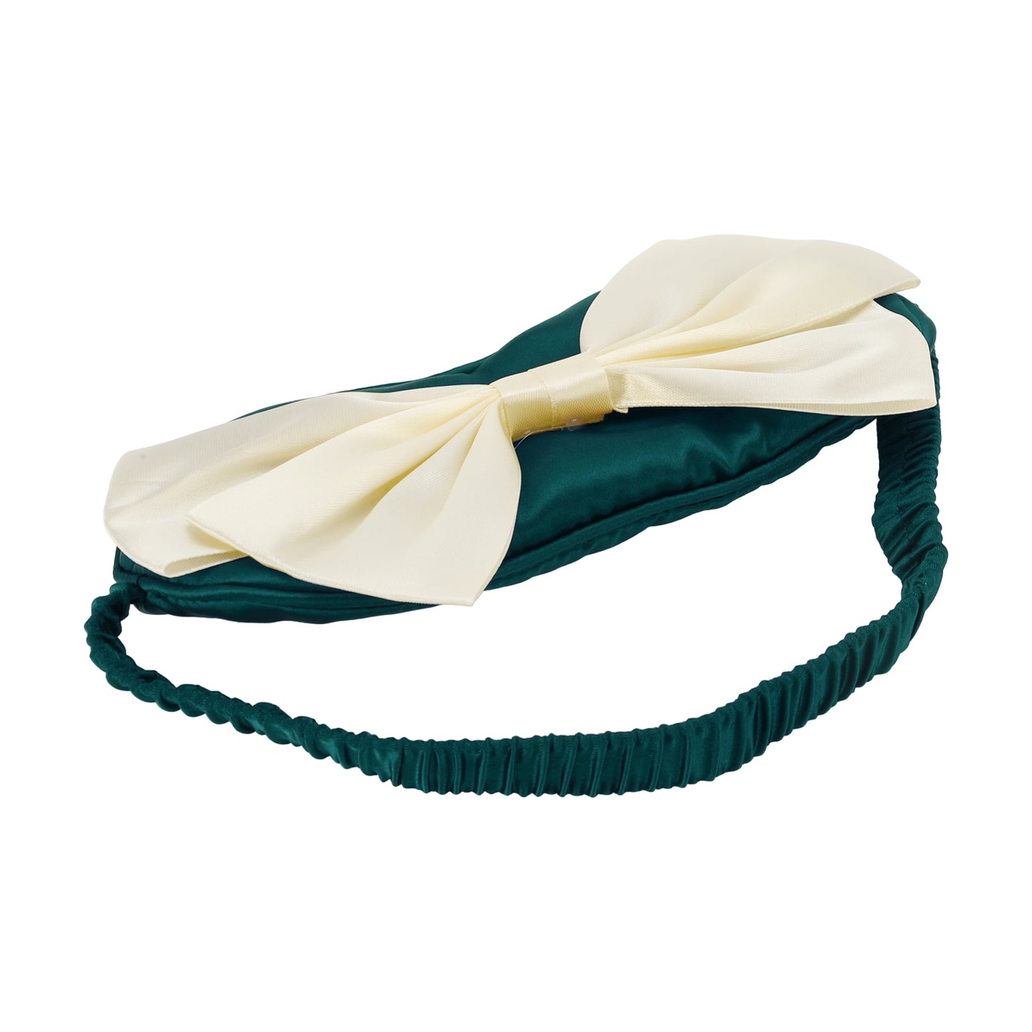Soft Cute Bow Sleep Mask Elastic Eye Shade Cover for Travel Dark Green