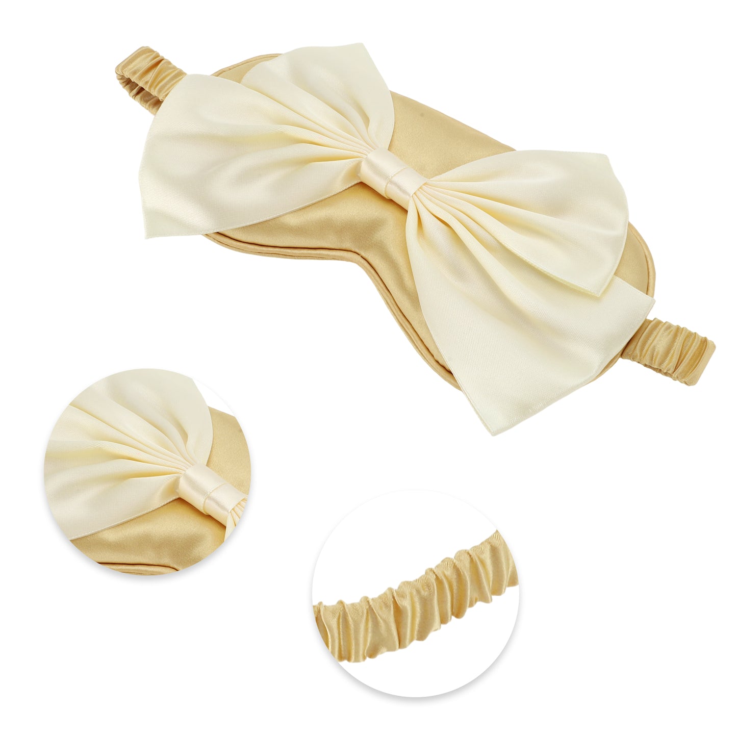 Soft Cute Bow Sleep Mask Elastic Eye Shade Cover for Travel Gold Tone